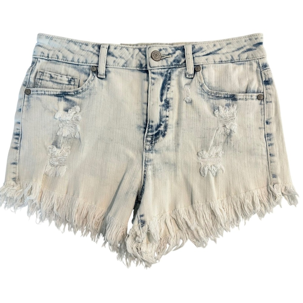 Altar'd State Cloud Wash Distressed Denim Shorts Frayed Hem Size 27 NEW